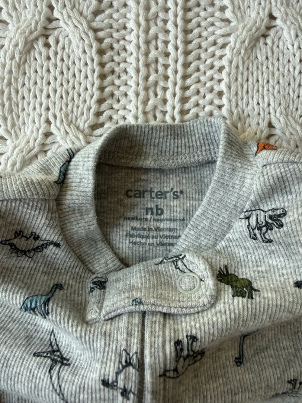 Carter's Gray Footed One-Piece with Dino Print Newborn